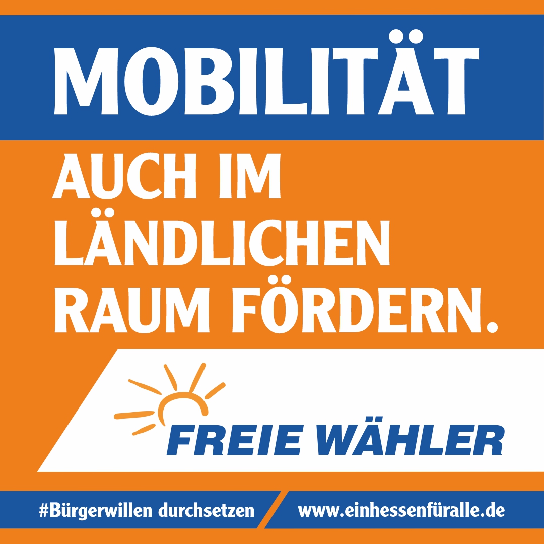 Die FREIE WÄHLER wollen Mobilität im ländlichen Raum fördern. Individualverkehr mit dem Auto ist weiter möglich und gewollt, der ÖPNV soll aber stark ausgebaut und auf dem Land als Anreiz kostenfrei werden.
#FreieWähler #Hessen #oepnv #bus #bahn #Hessenwahl2023 #Hessenwahl