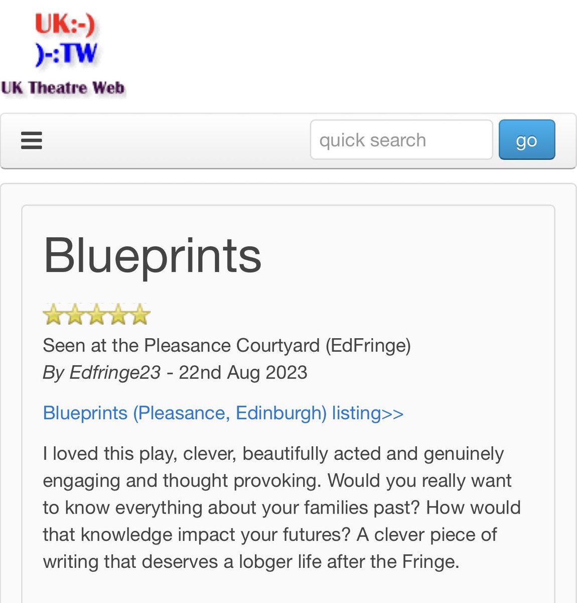 Woke up to another review this morning. Congrats Blueprints team 💙💙💙
