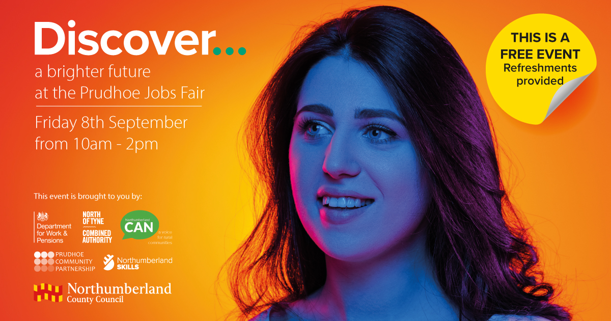 Are you looking for work, training or support? 
We'll be at Prudhoe Jobs Fair on Friday 8th September at Fuse Media Centre from 10am-2pm.
You can chat with employers and take part in free CV workshops.
#NorthumberlandJobs #Prudhoe