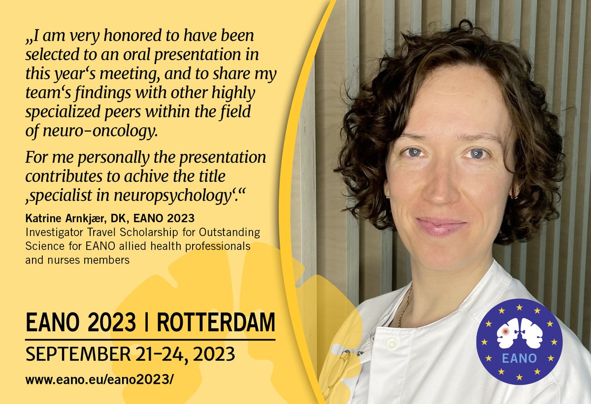 Join us at #EANO2023 and see how our scholarship winners present their work. Congrats to Katrine Arnkjaer for beeing awarded with the Investigator Travel Scholarship for Outstanding Science for #EANO allied health professionals &amp; nurses members! Learn more bit.ly/45byKnD