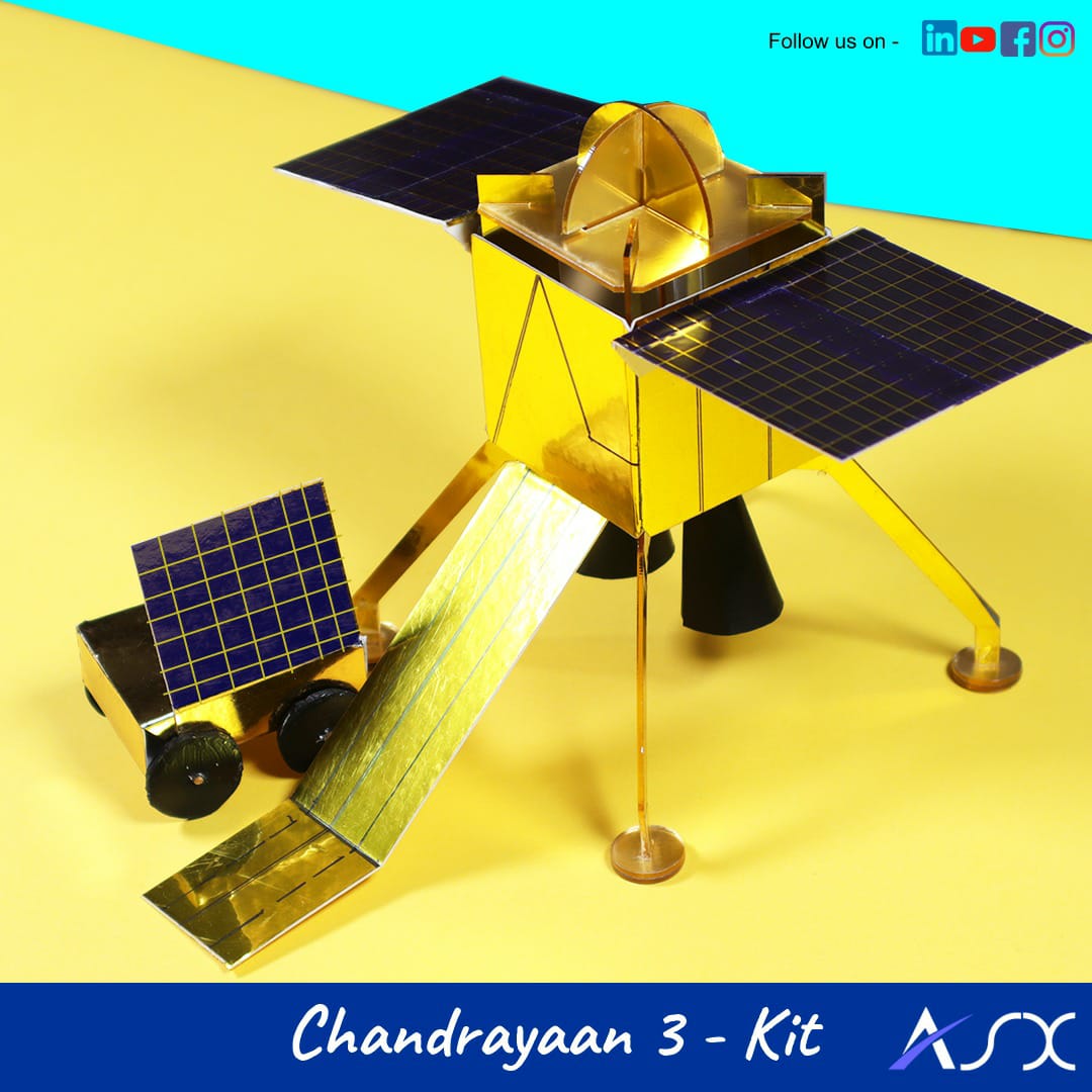 We wish all the best to Vikram Lander and Pragyaan rover for successful soft landing on the lunar surface. 🤟🏻🚀 #chandrayaan3kit #chandrayaan3model #Chandrayaan_3 #Ch3 #Chandrayaan3 #ISRO #allthebestchandrayaan3 #scienceforkids #axsx #Chandrayaan3Landing