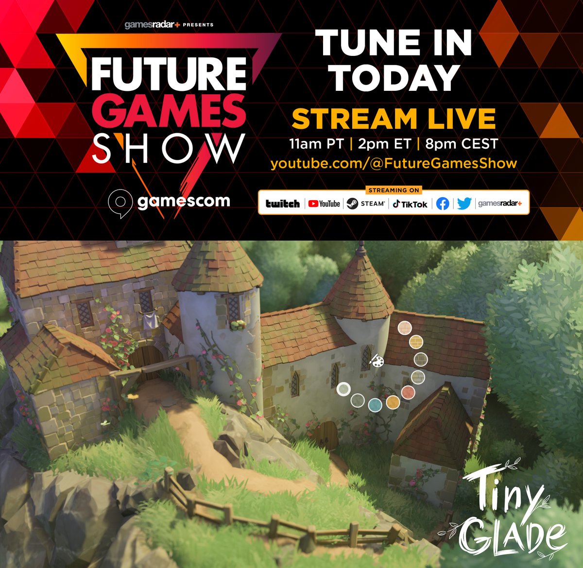 It's been a year since we went full-time on Tiny Glade, 2y since it was my hobby. To have our trailer featured at @futuregamesshow is mind-blowing. It hasn't fully sunk in yet 😄 We've poured a lot of love into game. I hope it shows in the trailer. Thanks for having us, FGS! 💖