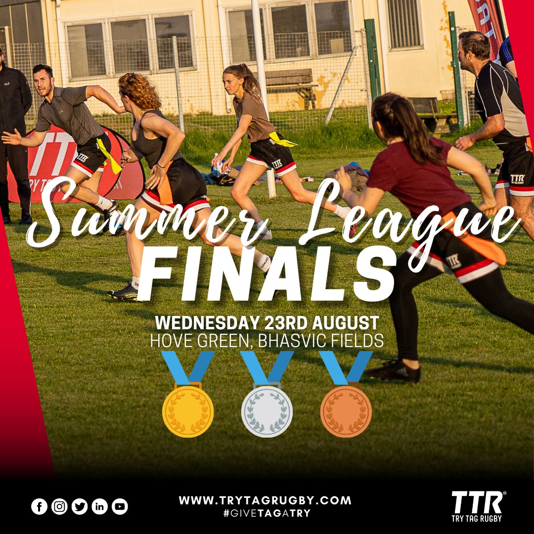 TryTagBrighton's tweet photo. 🏉🎖️Our Summer League finals take place this evening on Hove Green from 6:15pm. All teams are invited to join us to celebrate afterwards at Good Companions! Our league will continue into Autumn starting Weds 6th Sep at Brighton RFC, come join us! https://t.co/znx6wEQpTq https://t.co/cNKAoJhM5b