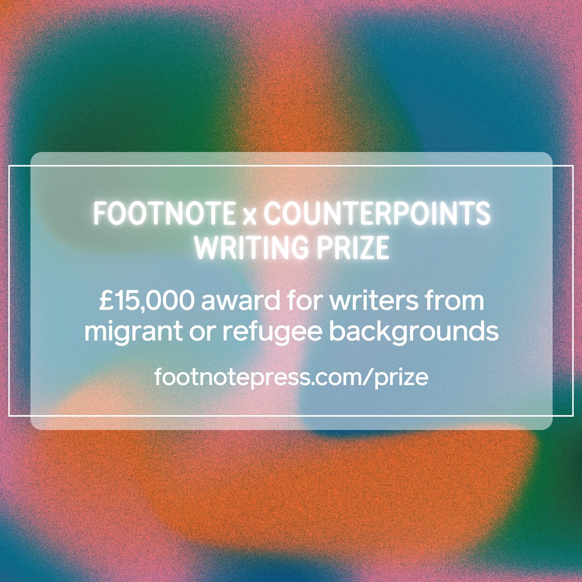 📣 Enter the Footnote x Counterpoints Prize for narrative non-fiction now to win a £15,000 award including a publishing deal with Footnote Press. Deadline for submissions: 1 October – find out more + enter at by head to footnotepress.com/prize #writing #migration #prize #award