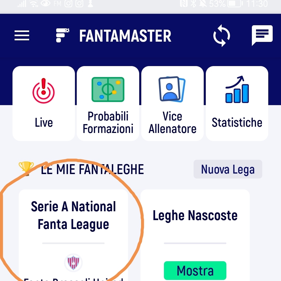 AGLI AMANTI DEL FANTACALCIO. Ho creato un campionato su Fantamaster. È giusto pi divertimento, non si vinciano sordi, machine, purpette aru Cugino. Chi volesse partecipare si scarricassa l'app FANTAMASTER e si iscrivesse alla lega ca si chiama SERIE A NATIONAL FANTA LEAGUE. Cià.