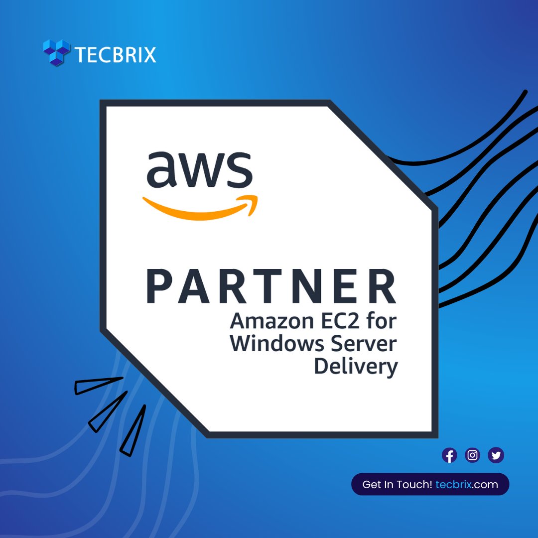 tecbrix's tweet image. We are delighted to share the exciting news that TECBRIX has achieved the status of an &quot;Amazon EC2 for Microsoft Windows Server Service Delivery Partner.&quot; 

Learn more tecbrix.com/cloud-services…

#AmazonEC2 #MicrosoftWindowsServer #AWS