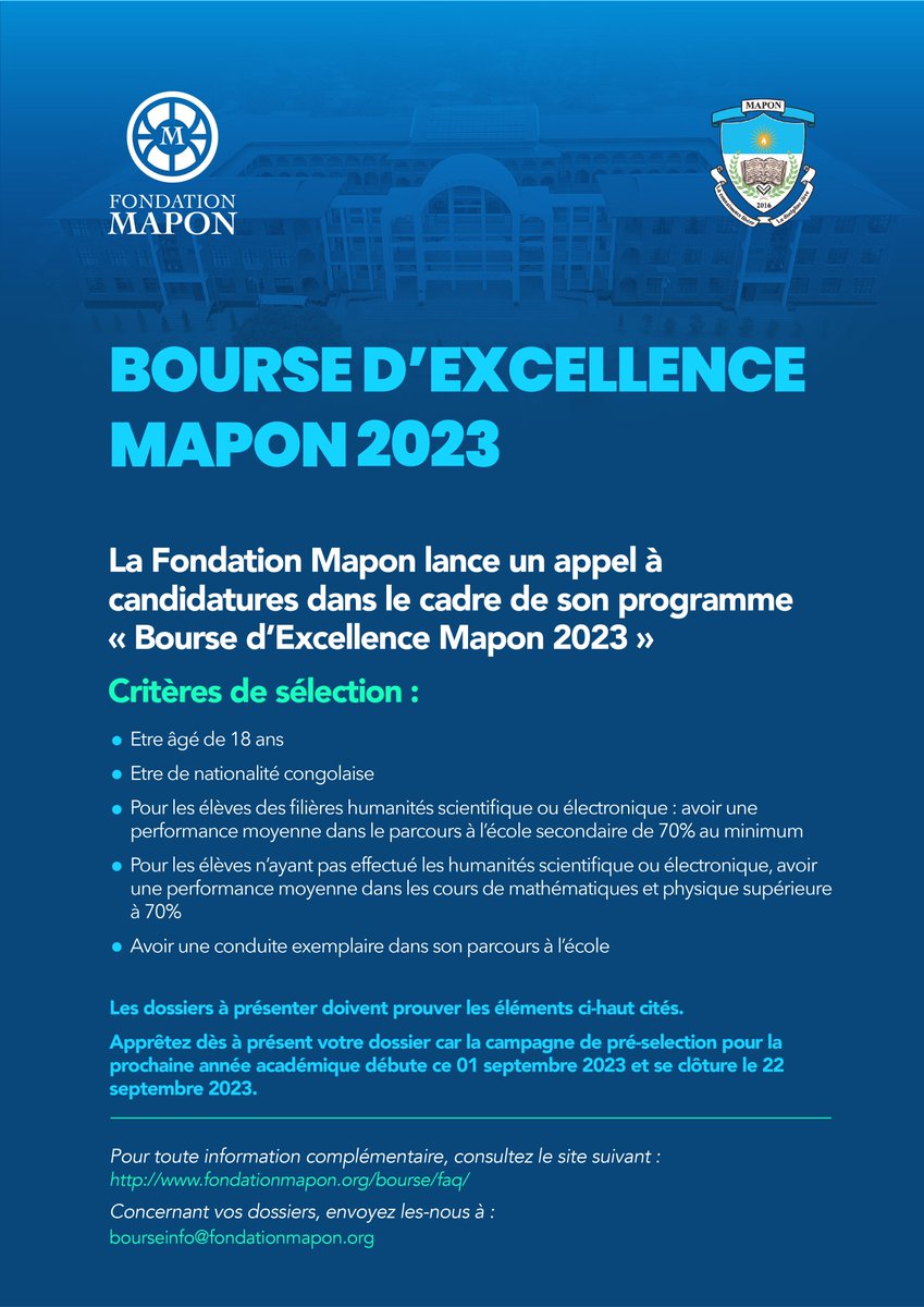 Étudiez sans payer les moindres frais. Ne manquez surtout pas cette occasion, la bourse d’Excellence Mapon est à votre portée !