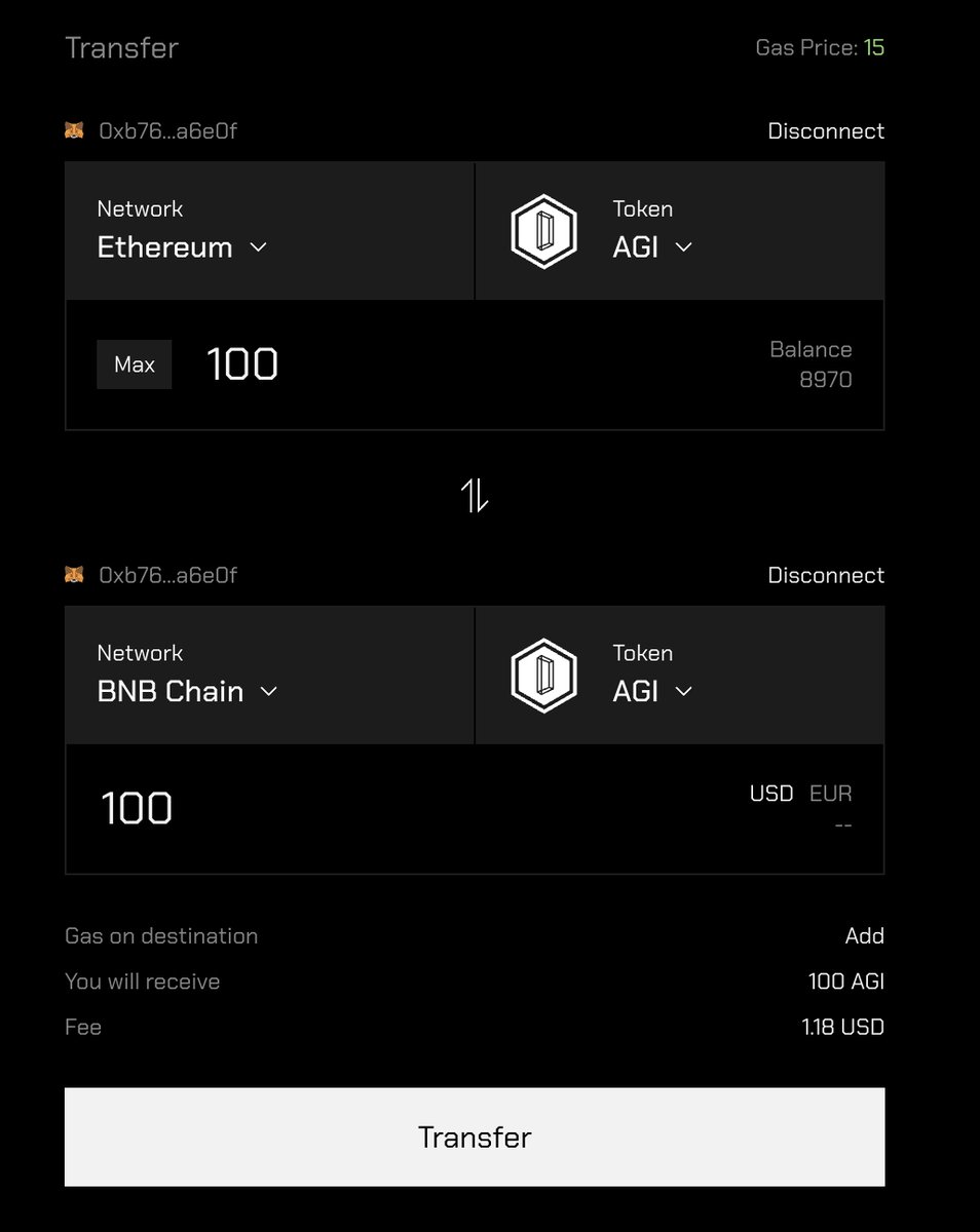 We have successfully migrated our Cross-Chain Bridging Service for AGI  tokens between Ethereum and BNB Smart Chain. 👉Check it out:  https://t.co/7hItwXzOWS ✓Deployed ✓Tested ✓Live Special thanks to  @LayerZero_Labs & the talented @bscethbot.