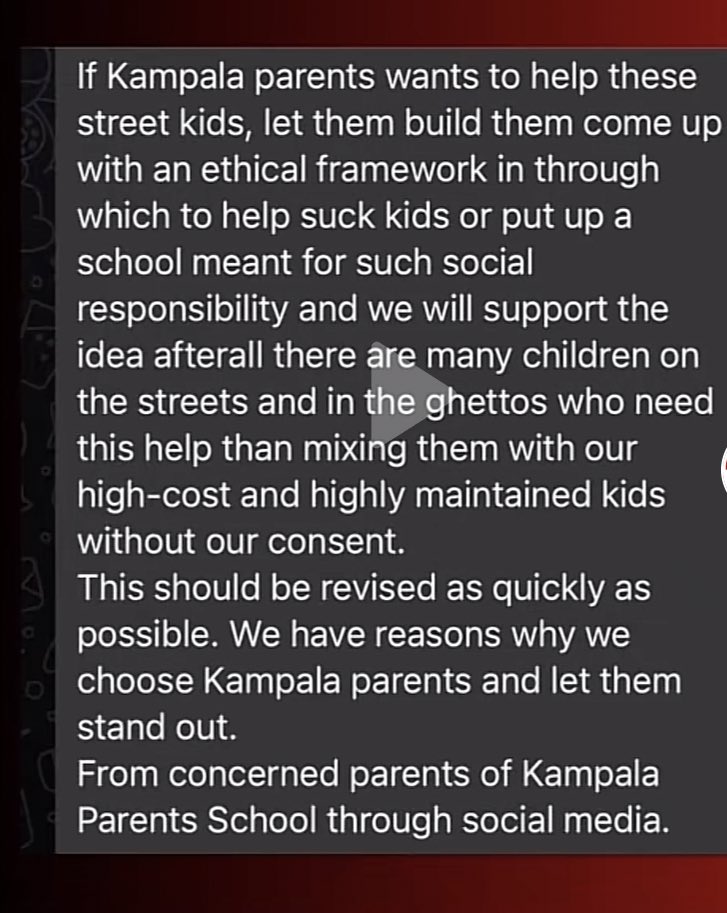 Dear @kampalaparents, through your PTA meetings. Tell such parents that Every Child deserves an education free from discrimination. Let's teach our siblings the power of humanity. 

There's a need to stand together and uplift the less privileged. 

📸 Via Pulse