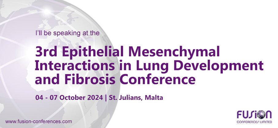 @david_lagares we're looking forward to your presentation at #Fusionlung24 in Malta, Oct 2024🇲🇹 Please RT to let your followers know you'll be speaking & registration/abstract submission is now open! Find out more: bit.ly/3Y8yOBN #Epithelial #lungdisease #fibrosis