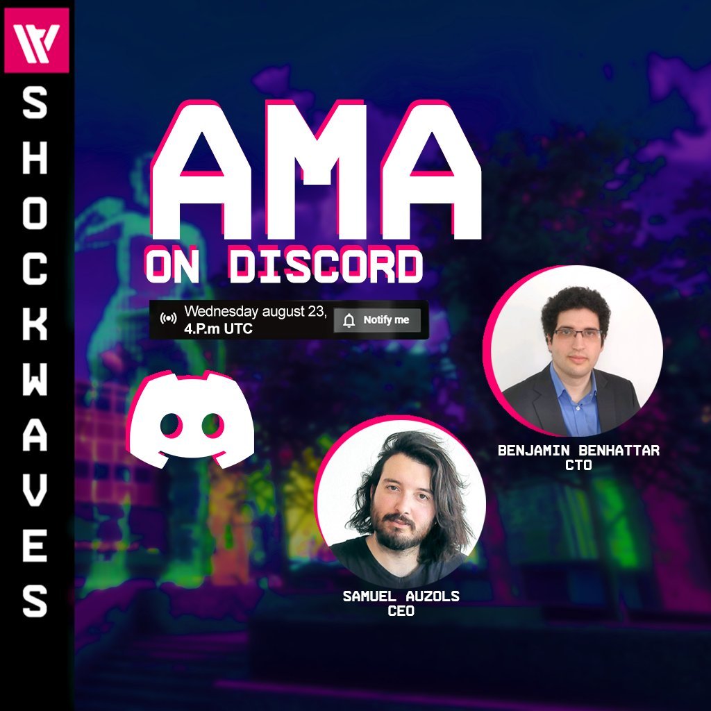 Shockwaves_AI's tweet photo. AMA today at 4PM UTC!

Tonight our favorite founders are hosting an #AMA! The #AlphaTest is released tomorrow... I'm sure you've got lots and lots of questions! See you there! 5 PM UTC on
@Discord

#NFT #FPSBlockchain #NFTCommunity #Shockwaves #TheArcade https://t.co/KKNpkj1e2O