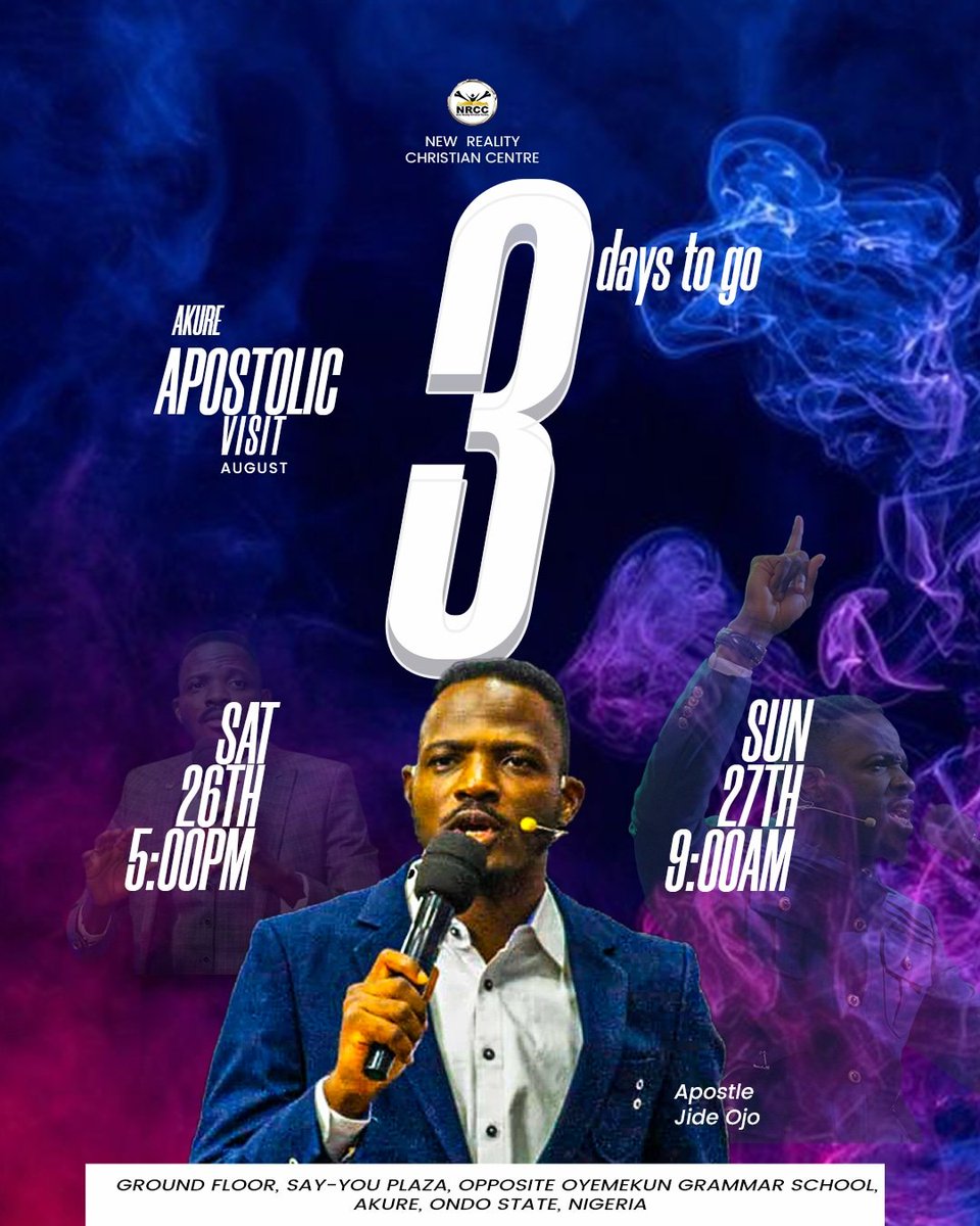 Keep your expectations high, as God is about to give you a remarkable testimony. 

We are just 3days to a meeting full of encounters.

Saturday - 5:00pm
Sunday - 9:00am

#churchinakure #weekendtoremember #ondotrends #Apjsays #akure