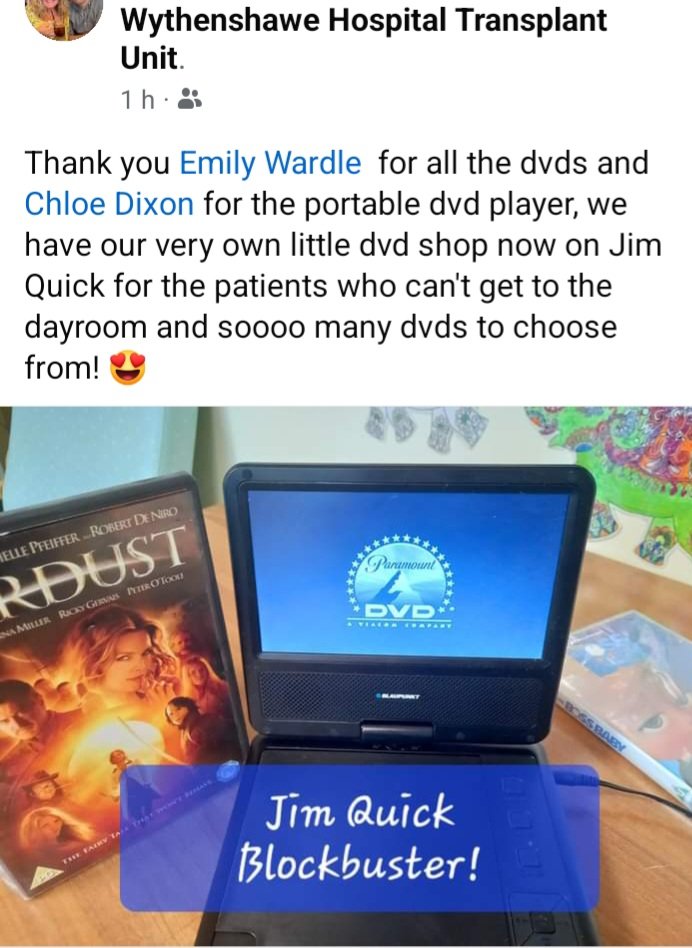 Wonderful donation of a portable dvd player from one of our colleagues, and then another colleague donated a load of dvds so we have our very own dvd store on transplant now 😍 great for the patients who can't get to the dayroom #movie <a href="/julesyjuu/">Julia Fitzpatrick</a> <a href="/krisbailey3/">Kris Bailey</a> <a href="/MFT_PatientExp/">Patient Experience</a>