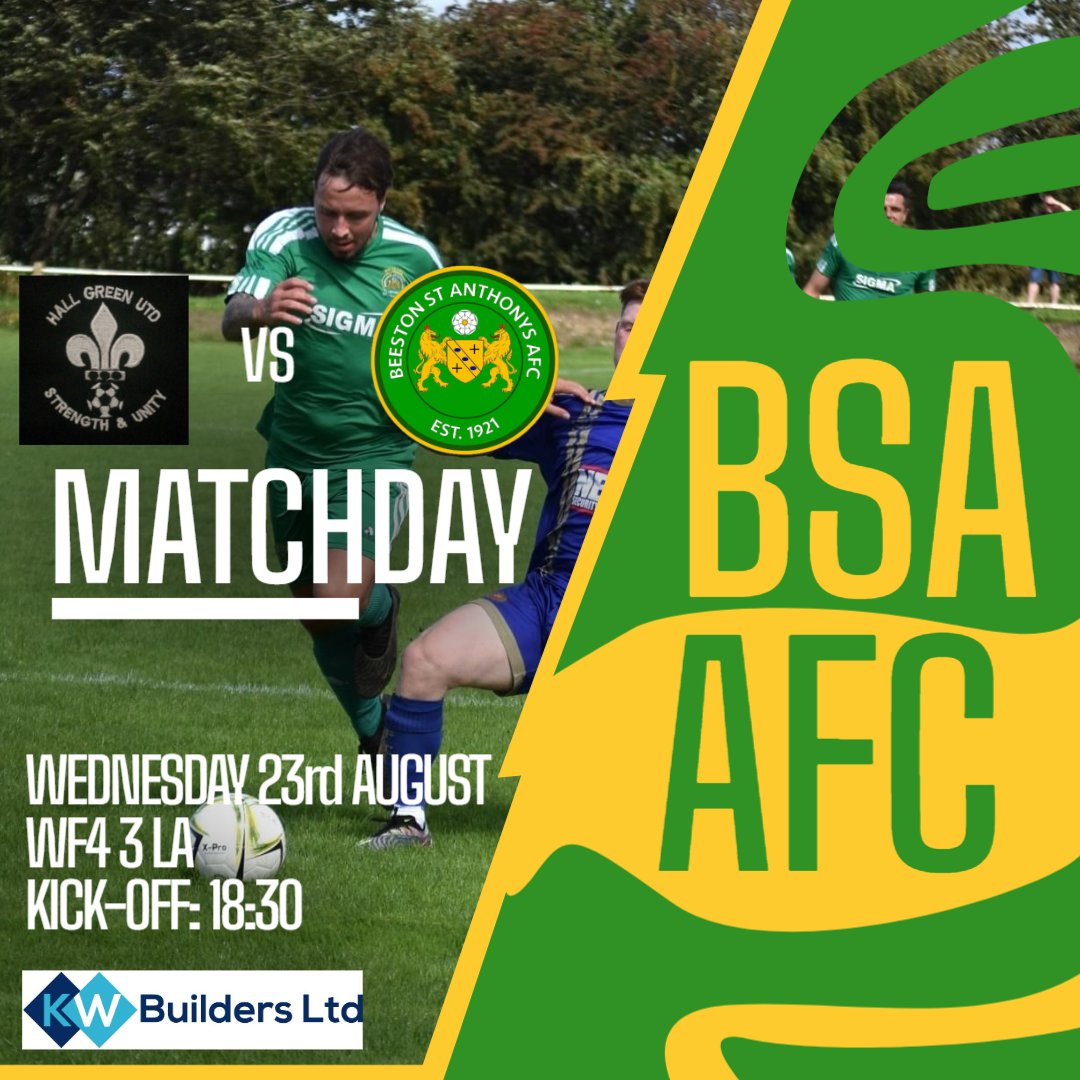 MIDWEEK FIXTURE!

BSA make the trip over to @hallgreenunitedfc this evening. 

After Saturday's performance, the lads will be full of confidence and hoping for another three points! Always a tough opponent though, not to be underestimated! 

18:30ko #BSA