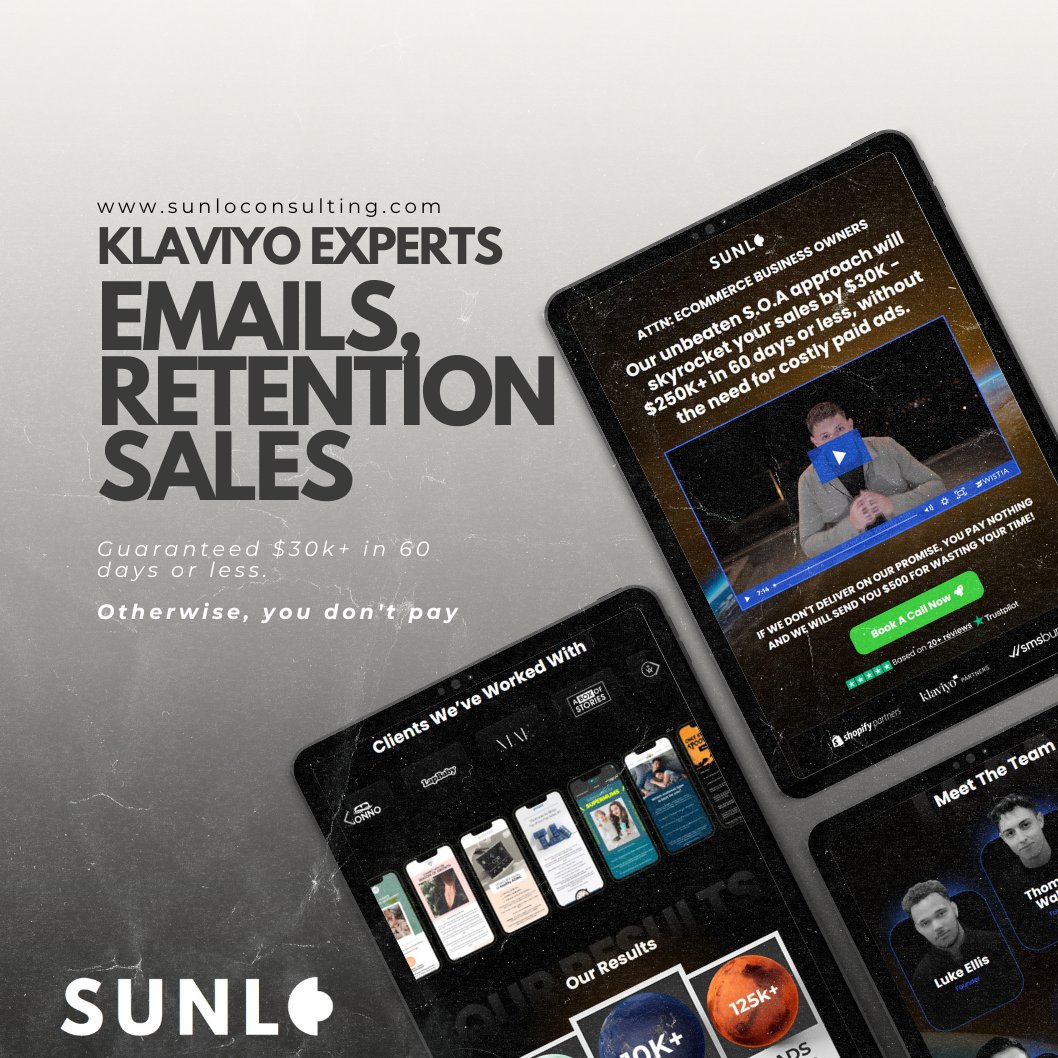 We are your go to klaviyo experts:

Generated £1.8million+ in profit for brands, 10k+ emails sent &amp; 125k+ new leads captured.

✅ Results-Driven Approach
✅ In-depth Case Studies
✅ Expert consultation

Want to partner with us?

2 more spots open this month.
👉📲 Website in bio.