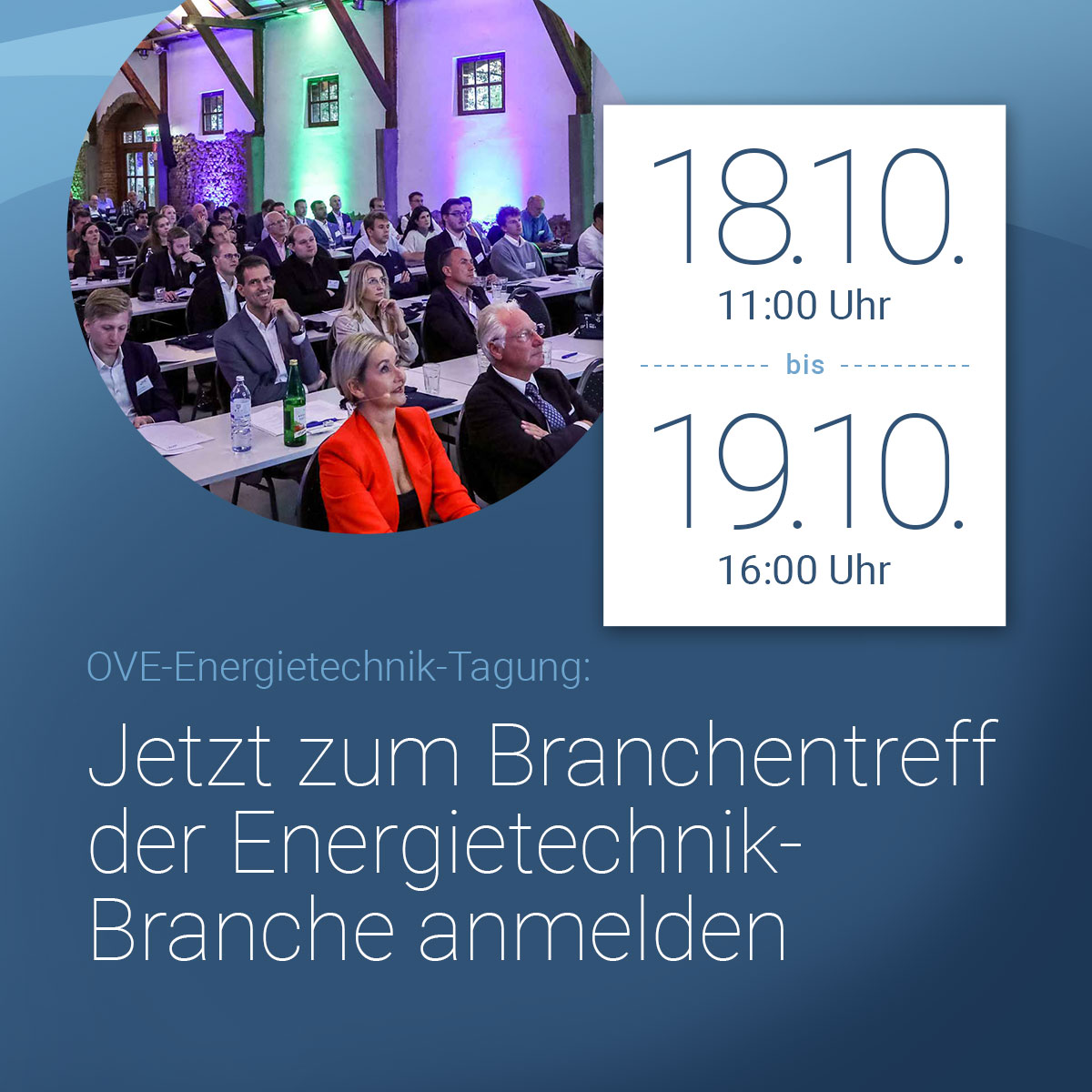💡 Schon angemeldet?

Am 18./19.10.2023 findet der jährliche Branchentreff für die Energietechnikbranche im deutschsprachigen Raum statt: die #OVE-#EnergietechnikTagung 2023

Jetzt Ticket sichern! 👉 lnkd.in/dQqf4Ws