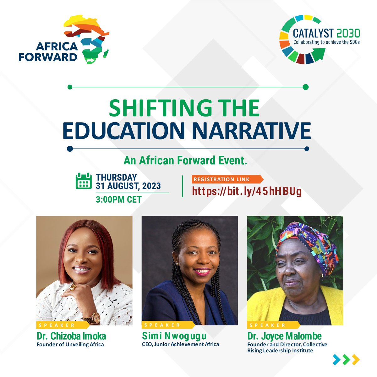 Excited about the Africa Forward session on 'Shifting the Education Narrative' happening next Thursday, August 31! 📚 

Join us as we explore innovative ideas and strategies to empower the future of education across Africa. Let's unite to create positive change and unlock new