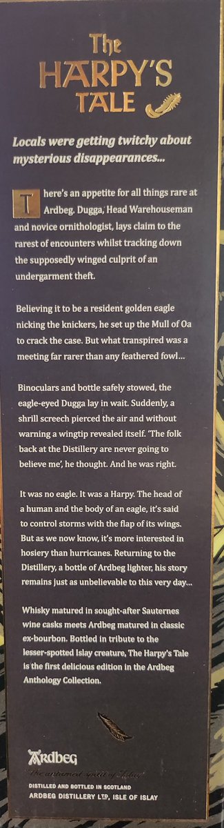 I'm weak, no whisky purchases August has been a disaster, the last straw is the <a href="/Ardbeg/">Ardbeg</a> Harpy's tale, nice presentation but it feels overpriced for 46%, the marketing copy is also on another level of ridiculousness.
