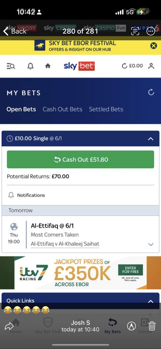 SureWinSyn's tweet image. MONSTER MISTAKE this morning lads by Skybet. Our subscribers have already cashed out and withdrawn for 100s of £s in profit.  There was 10 more like this posted yesterday. Join now in our bio !!💰💰💰💰😱😱😱
