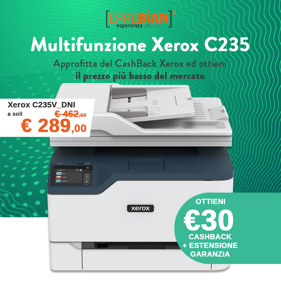 ErrebianSpa's tweet photo. € 30 di Cashback + Estensione di Garanzia = Super promozione Xerox C235 al prezzo più basso del mercato! Approfittane ora
https://t.co/A37MUFkrhU
Non sei registrato? Clicca qui https://t.co/IHGVIkYUcO https://t.co/Ve6CcxQHCJ