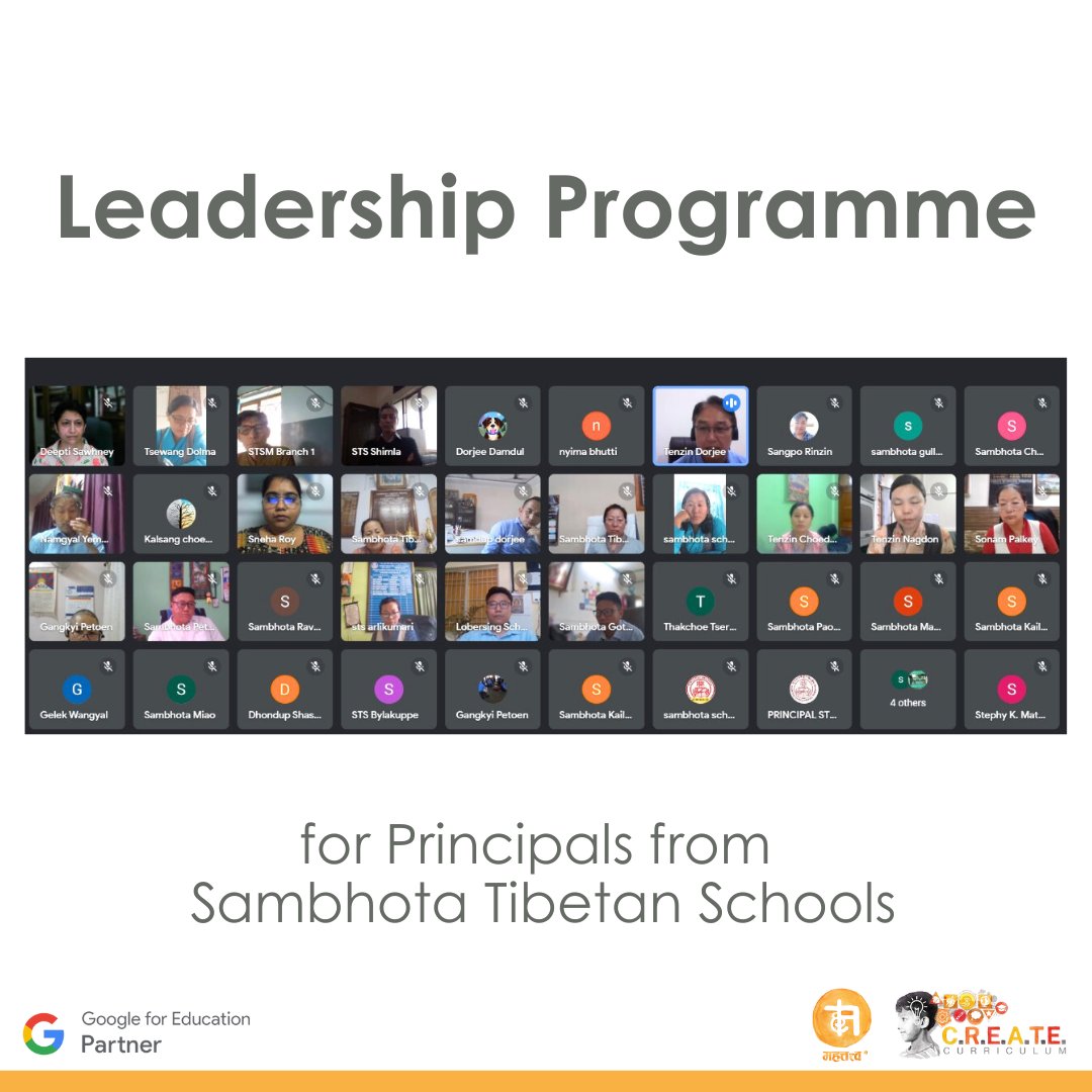 @deeptisawhney our Founder & CEO launched a #LeadershipProgramme for principals from #SambhotaTibetanSchools in #India. The first module- 'Articulating the Strategic Vision' focused on encouraging leaders to reflect on their own leadership styles and aspirations.
#teachertwitter