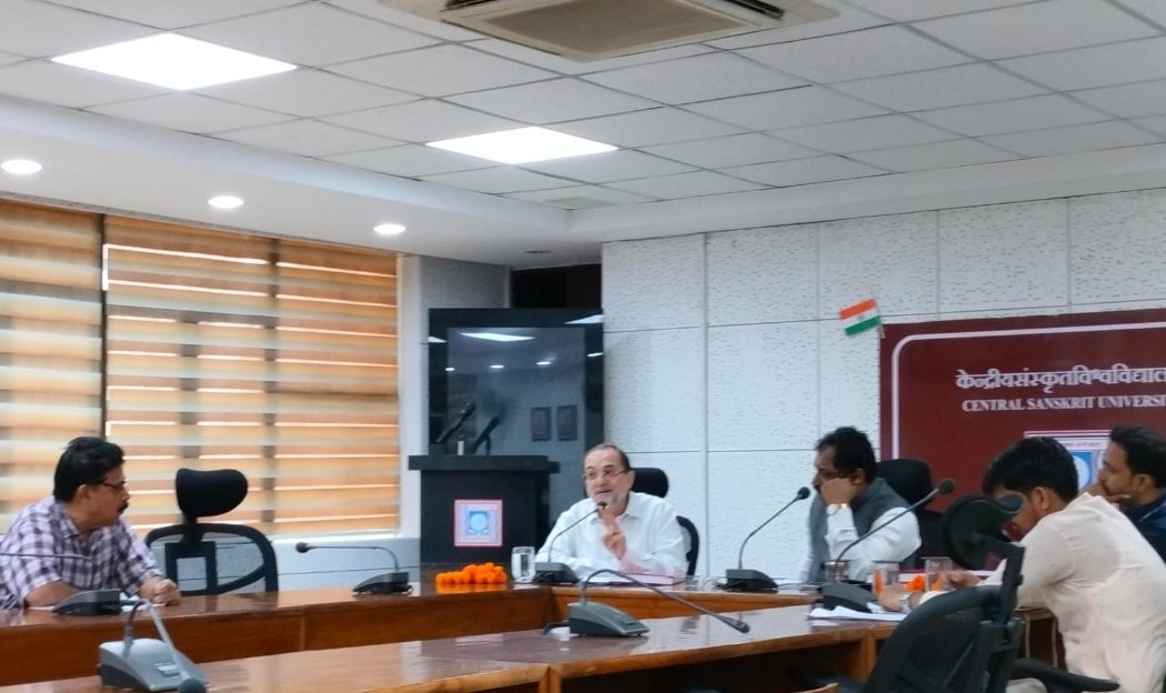 CentralSanskrit's tweet photo. A meeting for-NEW SANSKRIT-ENGLISH DICTIONARY publication was scheduled under the Chairmanship of VC Prof Sri @shrivarakhedi ji who remarked -This was recovered from Lahore that seems a patriotic efforts for colonial linguistic freedom of India @EduMinOfIndia @PMOIndia 
-AJAY PRO https://t.co/2Fr6k2HNkJ