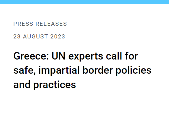 #Greece: <a href="/UN_SPExperts/">UN Special Procedures</a> denounce continued refoulements &amp; violence against asylum seekers by law enforcement &amp; Coast Guards, &amp; total lack of accountability.

This violates both international human rights law &amp; European law.

ohchr.org/en/press-relea…