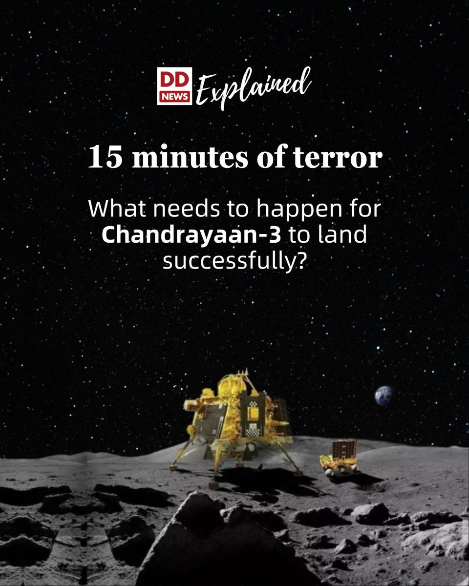 DDNewslive's tweet photo. #Chandrayaan3 | India’s Moon Mission Chandrayaan 3 is set to enter its crucial final stage today, as it prepares to land on the lunar surface at around 6:04 PM today

@isro #Chandrayaan3Landing #IndiaOnTheMoon https://t.co/2QjAkxJH94