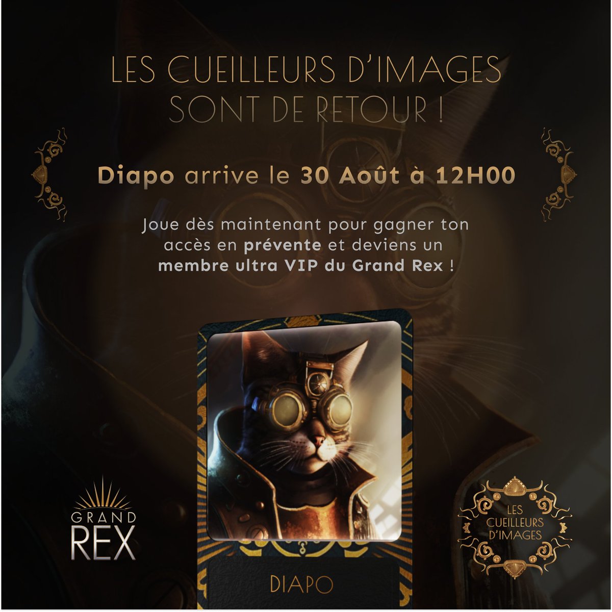 📸💫 Collectionnez les Cueilleurs d'images et bénéficiez d'un statut VIP illimité au <a href="/LeGrandRex/">Le Grand Rex</a> !

Diapo arrive le 30 Août à 12h mais jouez dès maintenant pour accéder à la prévente du 29 Août !  tailor.community/paths/diapo-jo…

Plus d'infos ici ➡️ legrandrex.tailor.community