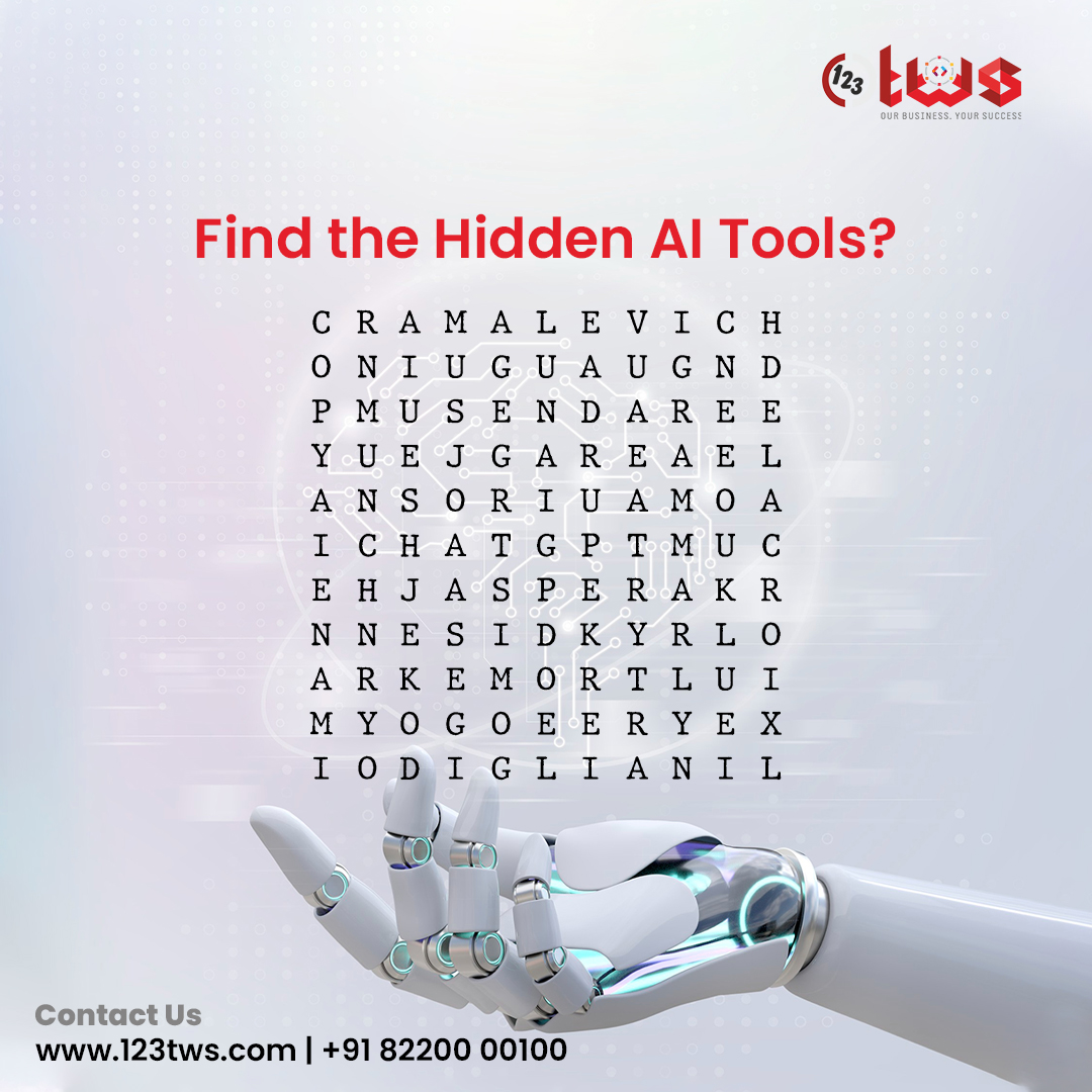 123_tws's tweet photo. 🔍🤖 Find the Hidden AI Tools?
👇 Comment Below
#AI #aitools2023 #artificialintelligence #digitalworld #AIWorkshop #digitalmarketing #DigitalSuccess #sudoku #sudokuchallenge #sudokutime #sudokupuzzles #sudokuaddict #123Tws #123twscoimbatore #123Totalwebsolutions https://t.co/Gv0mro5lf5