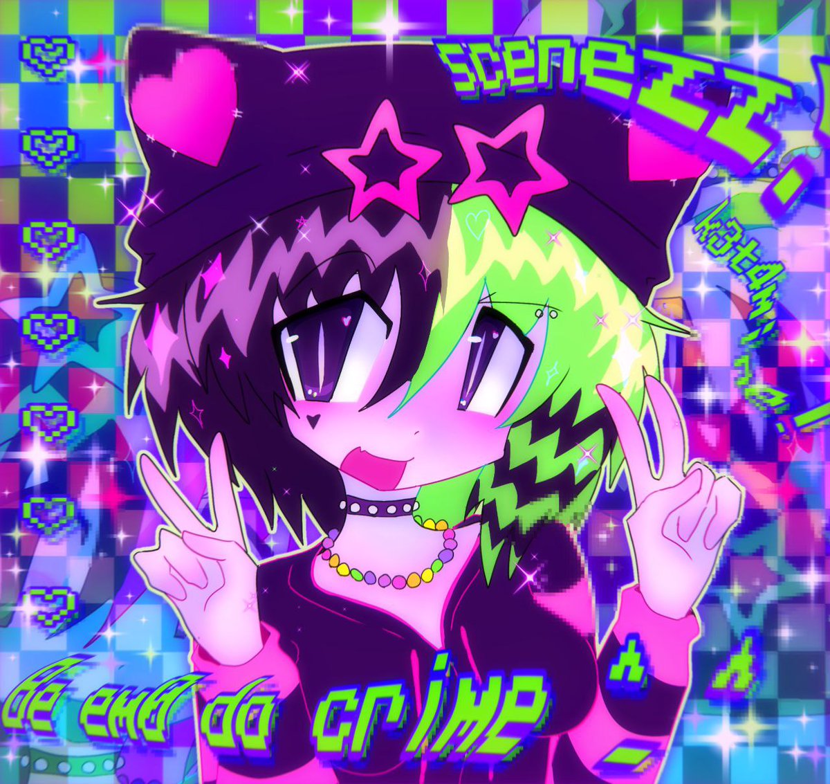 CuteSpikez's tweet image. Heyyy guysszz!! Check out this artwork I commissioned from k3t4mine! What the frick I luv it so much💖
KEWT AF &amp;gt;w&amp;lt;
#scenecore #y2k #emocore