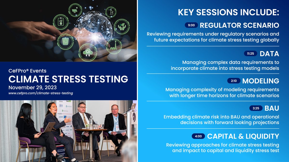 Are you prepared for the upcoming #climate mandates? Don’t miss this opportunity to join industry professionals and take a deep dive into the challenges institutions may face when attempting to perform a successful #Climatestresstest

Find out more: cefpro.com/forthcoming-ev…