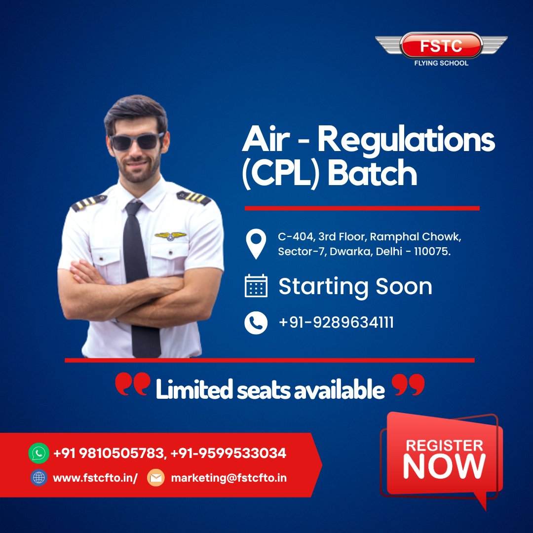 #AirRegulations #newbatch #startingsoon, meticulously crafted to empower #aviationprofessionals with essential skills. #Course offers a structured curriculum that covers all aspects of #AirRegulations. Register today 9810505783, 9599533034, marketing@fstcfto.in #FSTCFlyingSchool