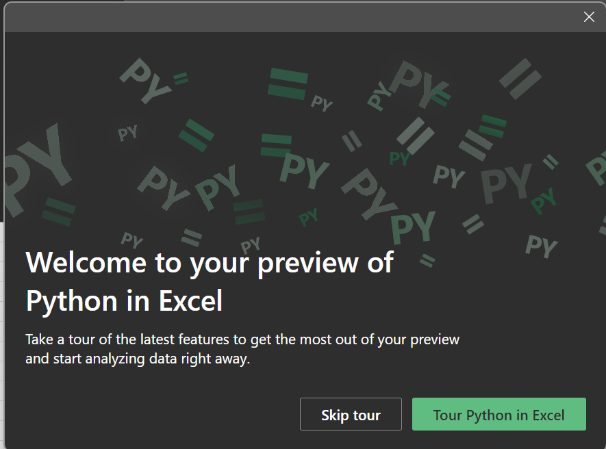 joseph_fadero's tweet photo. The New Python in Excel Update: 3 Cool Things You Can Do

I'm excited to announce that I've activated the new Python in Excel update! This is a powerful new tool that can be used for a variety of tasks, from data analysis and visualization to machine learning.
#DataAnalytics https://t.co/MpZO8lThna