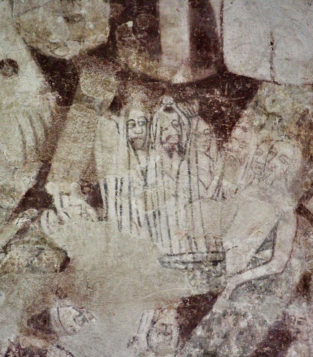 #WallPaintingWednesday

Shrouded figures at Christ’s feet in the medieval Doom at St Andrew, Pickworth. Their simple yet expressive faces as they await judgement are powerful and seem to convey caution.

It was so exciting to see this #apocalypse and I’ll post more about it soon!