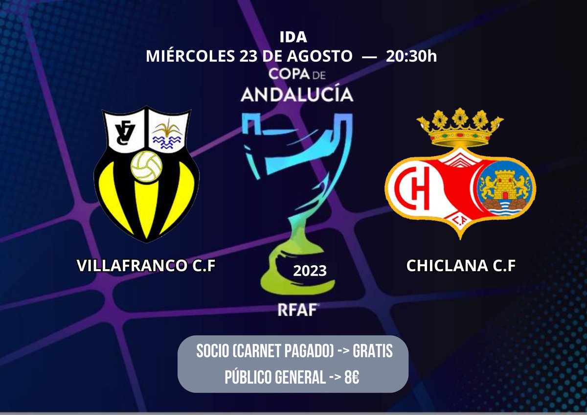 VILLAFRANCOCF's tweet photo. ⚽️ ¡HOY ES DÍA DE PARTIDO!

¡Jugaremos la Ida de los Cuartos de Final de la Copa RFAF frente al @Chiclana_CF!

¡Os esperamos afición! 🤩👏🏼

#LaLuchaContinúa 
#SomosUnaGranFamilia 💛🖤 https://t.co/t6LRUYjbcJ
