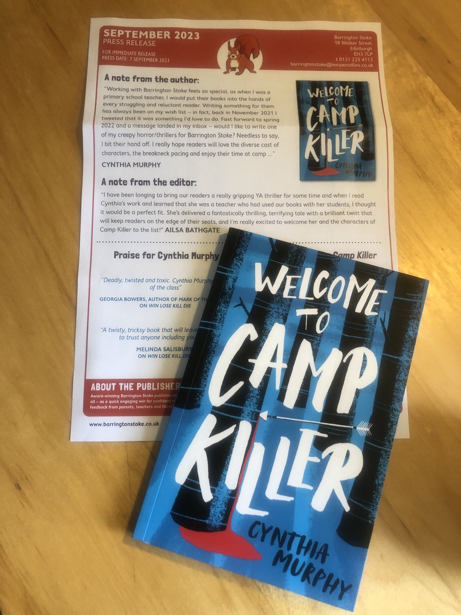 WelshDragonParr's tweet photo. Literally went 'ooh' when this dropped through the door and I saw the @BarringtonStoke label. I knew what was inside and am so looking forward to it. Thanks all! @CynthiaMurphyYA #CampKiller https://t.co/xe07fX9Sca