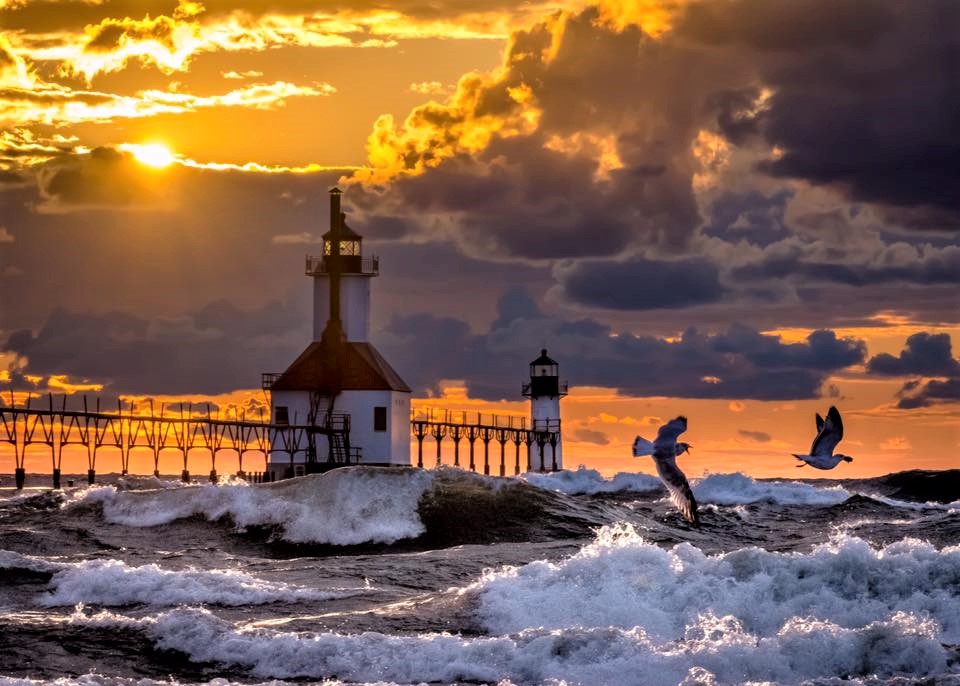 Of wind and waves. Stunning capture by Molly Shuler Pate #mibeachtowns #visitstjoseph #swmichigan