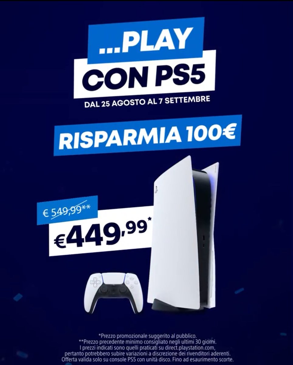 Zuby_Tech on X: "PlayStation 5 Discounted Promotion Comes Back To Portugal  &amp; Italy For €449.99! #PlayStation5 #PS5 #PlayStation #PlayHasNoLimits  https://t.co/fwuxeb3NQe" / X