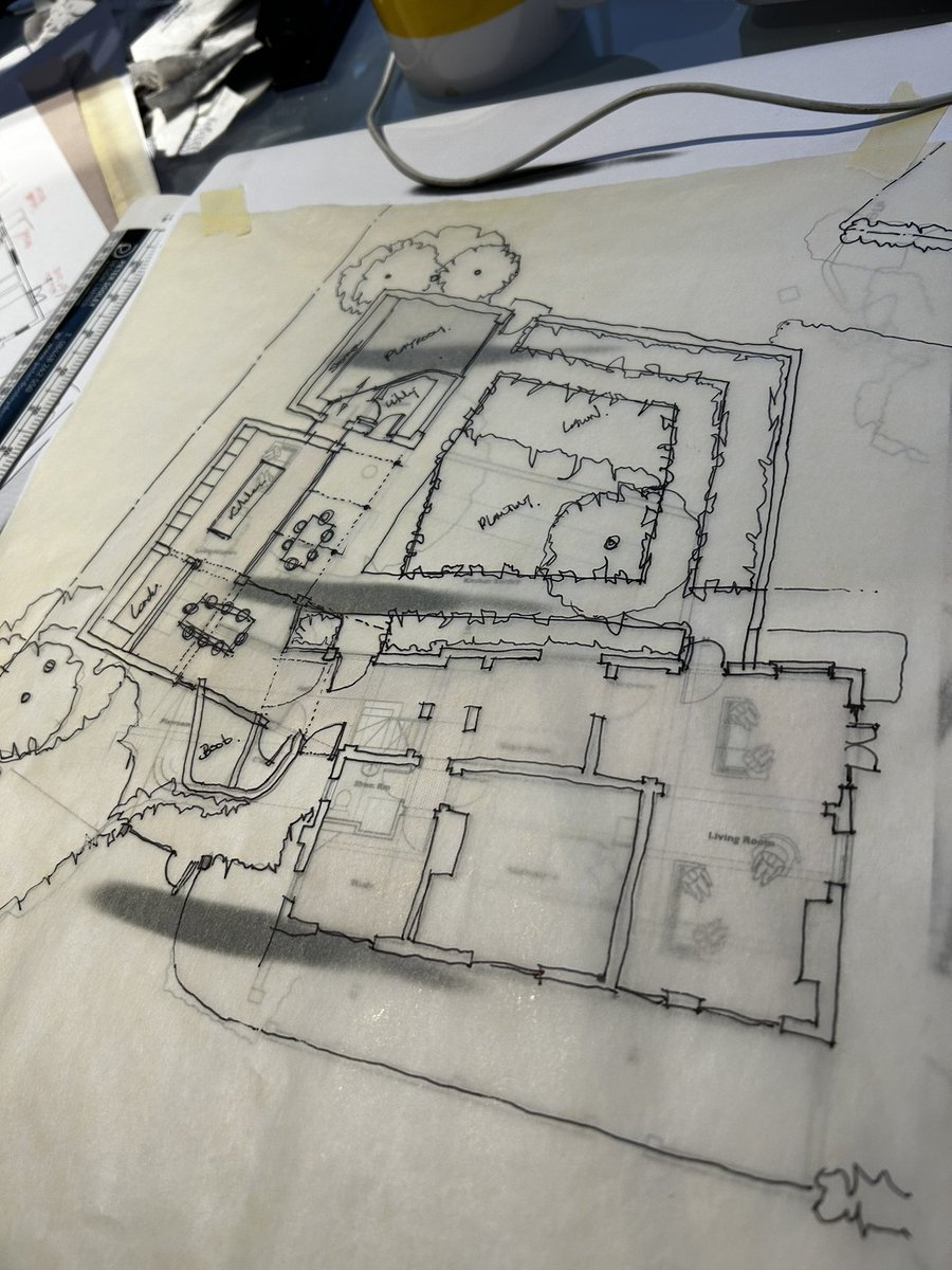 Hand drawn #sketches are alive and well living in our studio! Study for the renovation and extension of a Farmhouse, Cheshire based around a walled kitchen garden.