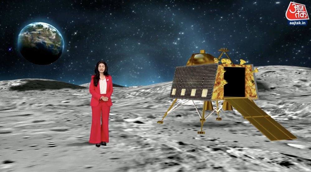 Being_Humor's tweet photo. Aaj Tak journalist is already on moon saying “aane de.. aane de” to #Chandrayaan3 😂 https://t.co/8jLg5JUSOc