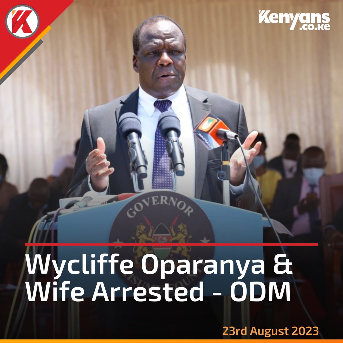 Kenyans's tweet photo. BREAKING NEWS: Oparanya and his wife arrested - ODM https://t.co/4yX5jtscZh
