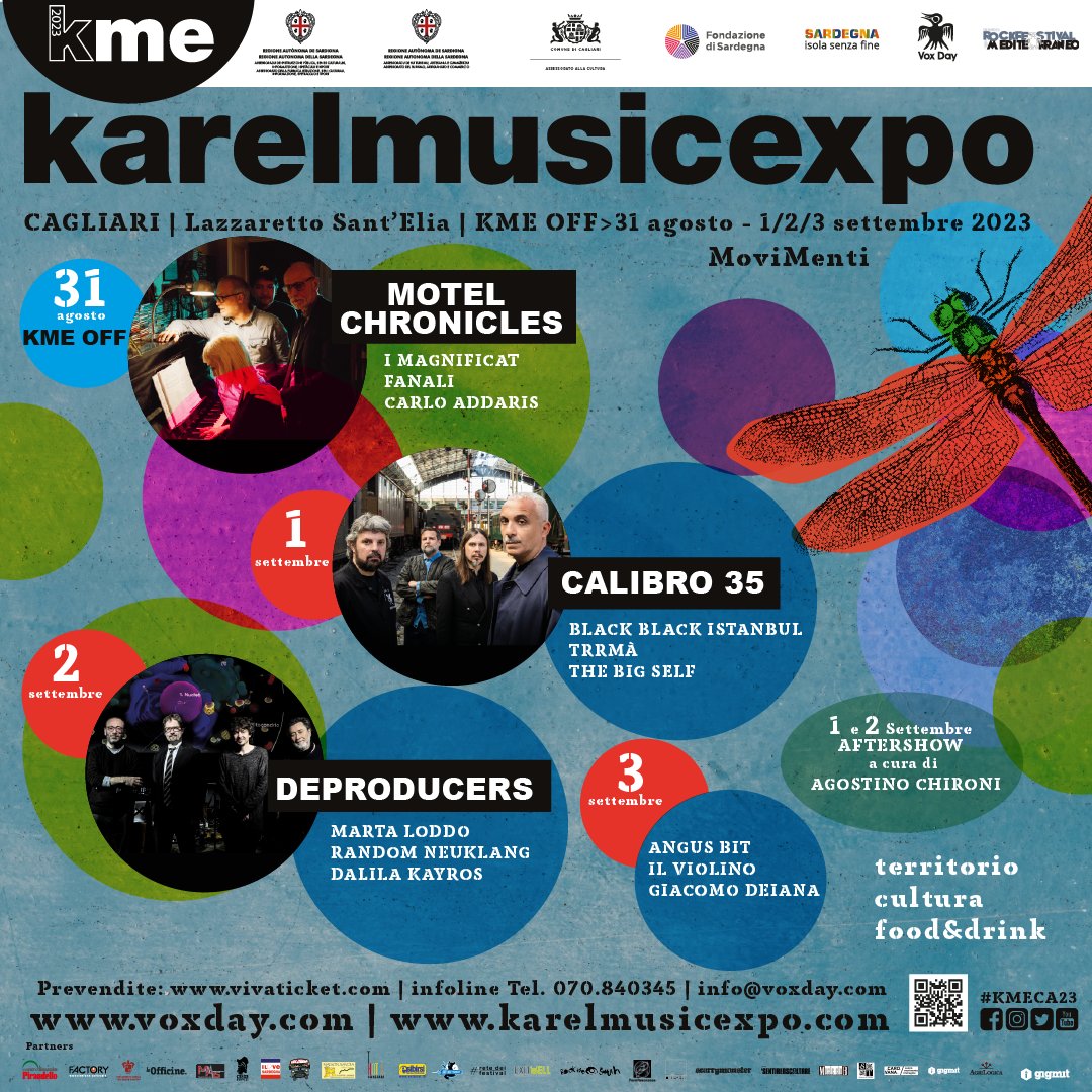 𝗞𝗔𝗥𝗘𝗟 𝗠𝗨𝗦𝗜𝗖 𝗘𝗫𝗣𝗢 𝟮𝟬𝟮𝟯 - 𝗠𝗼𝘃𝗶𝗠𝗲𝗻𝘁𝗶 - 𝗫𝗩𝗜𝗜 𝗘𝗗𝗜𝗭𝗜𝗢𝗡𝗘 𝑳𝒂𝒛𝒛𝒂𝒓𝒆𝒕𝒕𝒐 𝑺𝒂𝒏𝒕'𝑬𝒍𝒊𝒂 | 𝑪𝒂𝒈𝒍𝒊𝒂𝒓𝒊
𝟯𝟭 𝗔𝗴𝗼𝘀𝘁𝗼 (𝗞𝗠𝗘 𝗢𝗙𝗙) - 𝟭-𝟮-𝟯 𝗦𝗲𝘁𝘁𝗲𝗺𝗯𝗿𝗲 𝟮𝟬𝟮𝟯
Biglietti qui: t.ly/rVRC0
#kmeCA23