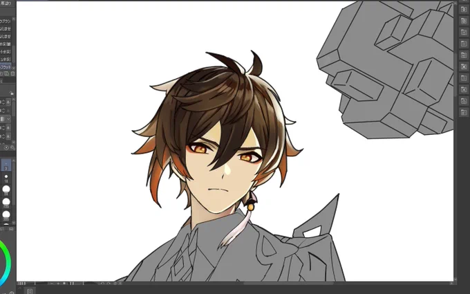 WIP、モシャモシャっと少しずつ進めています。鍾離ってイケメンだな・・・、と改めて思いながら描いております皆さん、今日も1日お疲れ様でした。それではおやすみなさい、良い夢を#イラスト #原神 #鍾離 #模写 #芸術同盟 