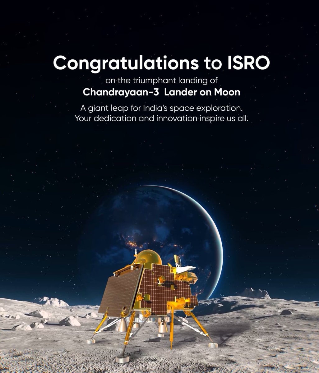 avinash_paladi's tweet photo. Congratulations everyone and @isro for successful soft landing of Chandrayaan-3 near the South Pole of our Moon. Eagerly waiting for the scientific data and results from this mission. #Chandrayaan3 #ISRO https://t.co/Z25KZ5L7w4