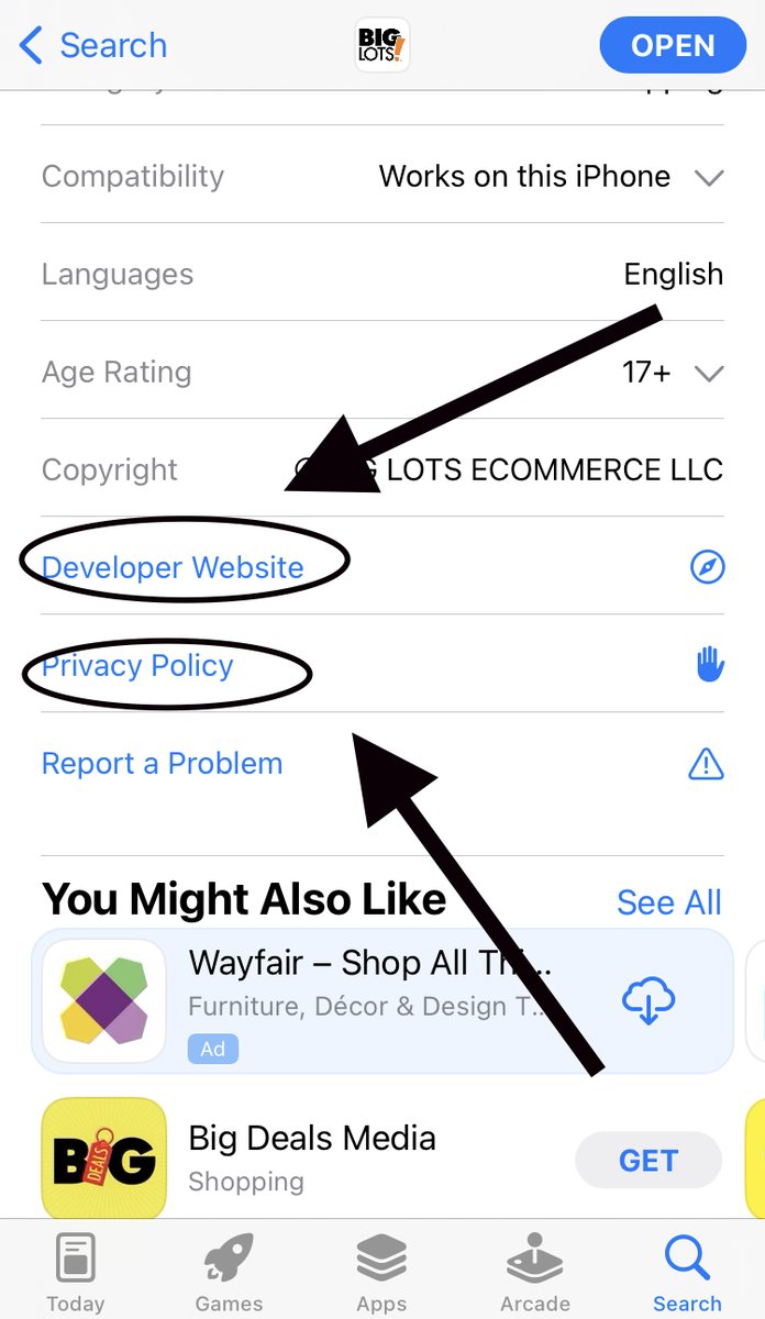 RandomiOSBugs's tweet image. Hello .@BigLots .@WegerMatt The BigLots listing in the App Store has bad links. This goes against Apple's own rules for listing apps.
randomipad.blogspot.com/2023/08/biglot…
Cc: .@AppleSupport