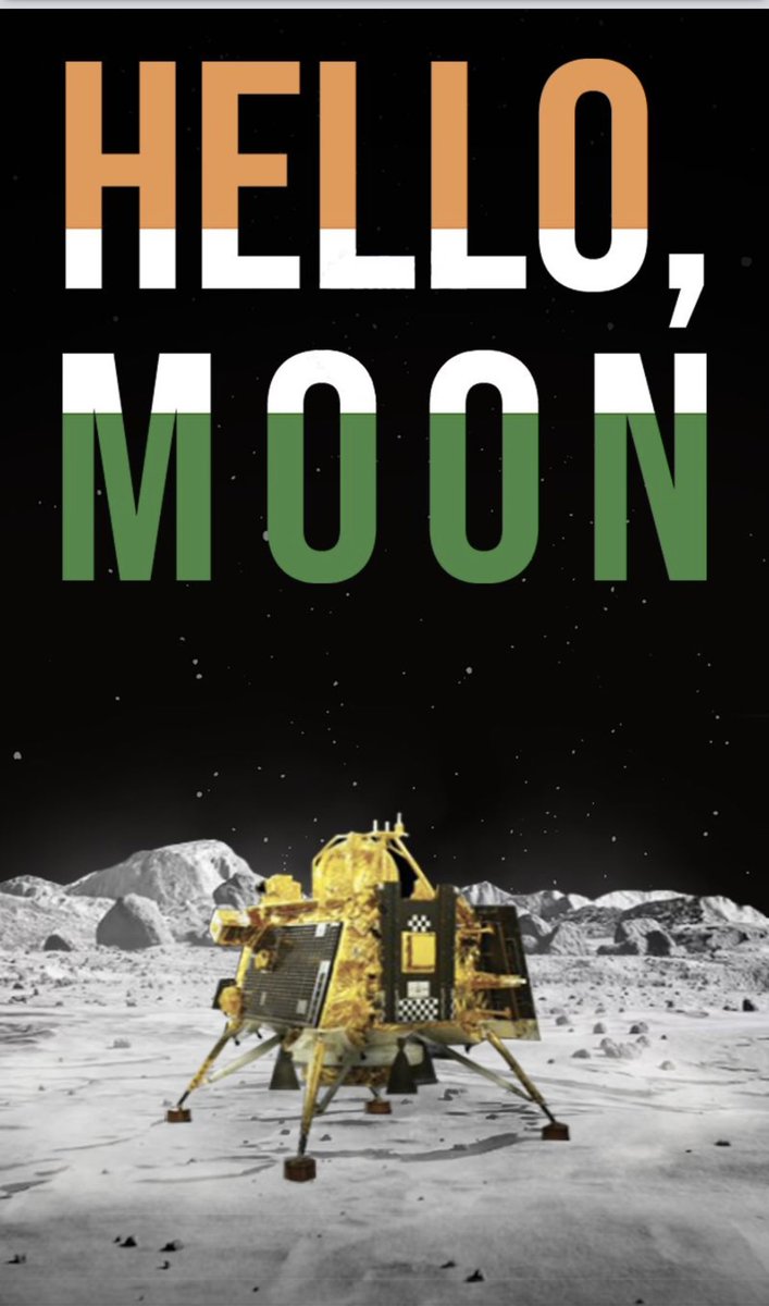 diviaviator's tweet photo. What an amazing and stellar touchdown! Truly over the moon 🌝 Chandrayaan 3, driven by a passionate mission, serves as an inspiration for generations to aspire toward the stars! #ProudMoment #India @isro #Chandrayaan3 @PMOIndia @narendramodi https://t.co/fz3Y1ZmNqN