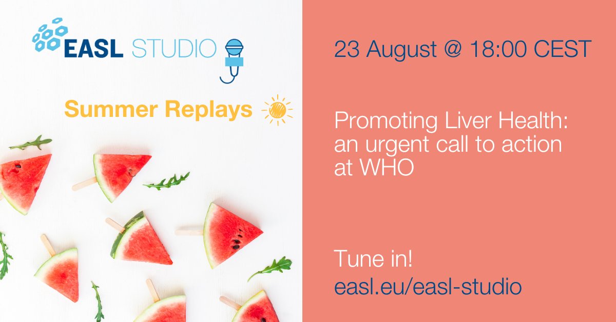 TODAY in the #EASLStudio Summer Replays☀ Rewatch the special edition on the collective efforts of those who stand united to advocate that #fattyliver diseases are included in national & global policies 🔗easl.eu/easl-studio/ @EASLnews @EASLEUAffairs #LiverTwitter