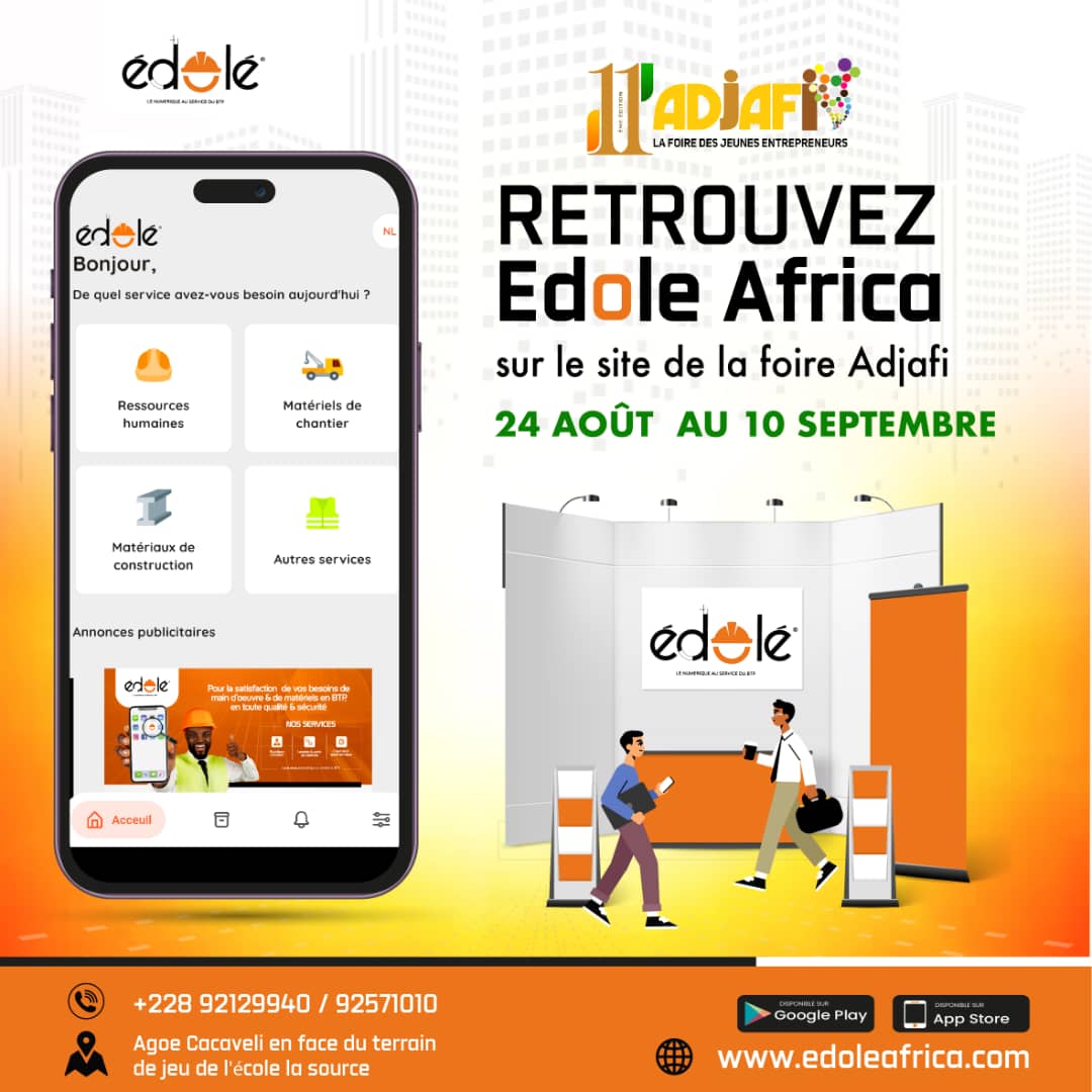 edoleafrica's tweet photo. Joignez-vous à nous à la Foire ADJAFI ! 🚀 Découvrez l'avenir du BTP avec des démonstrations captivantes de nos équipements de pointe.
#tgtwittos #civ225 #togo #adjafi https://t.co/vwgmfKNrzK