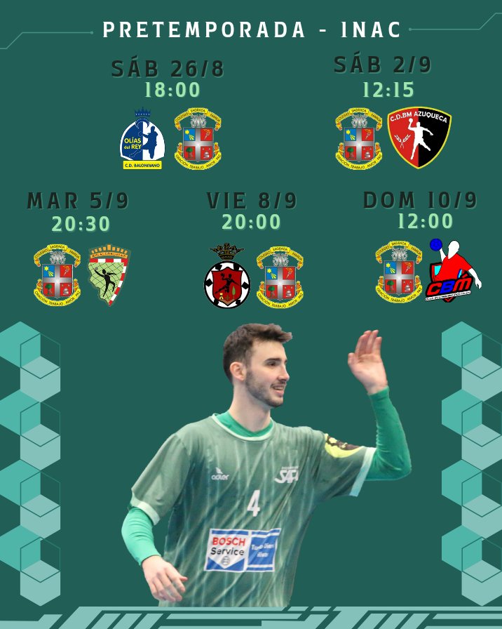 🗓️📝 ¡Apunta nuestros partidos de pretemporada!

🚌 Nos mediremos a <a href="/amibaltoledo/">Amibal Toledo</a> y <a href="/BmVillafranca/">CD Bm Villafranca</a> fuera de casa.
🏡 Y recibiremos a <a href="/CDBMAzuqueca/">CDBM Azuqueca</a> , <a href="/bmalcobendas/">Balonmano Alcobendas</a> B y <a href="/CBMostoles/">Balonmano Móstoles</a> .

#LaFuerzaDelVerde 💚💪